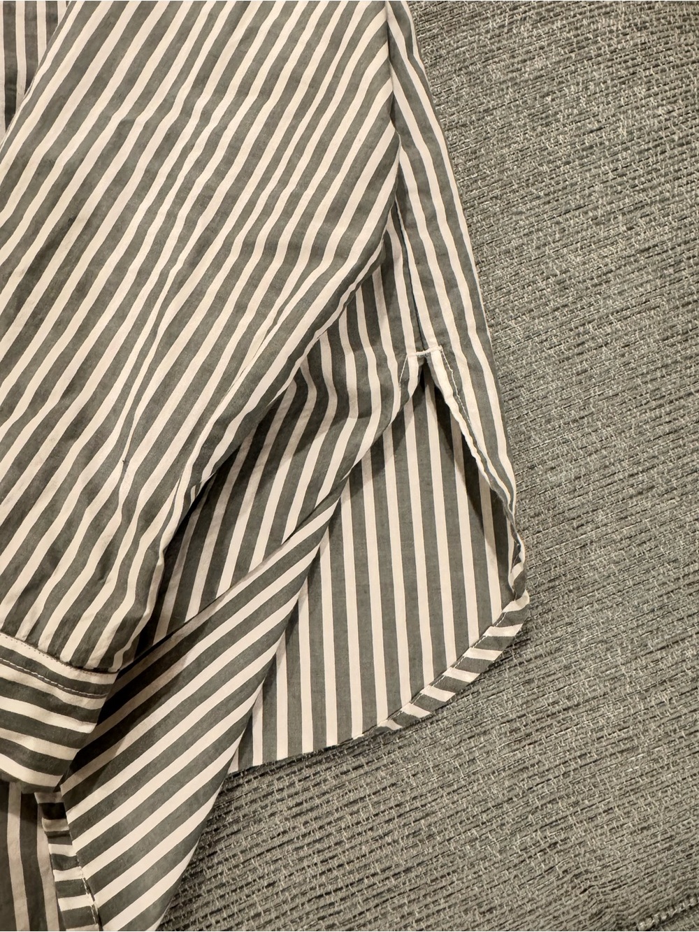 LOFT Gray and White Striped Button-Down Shirt
